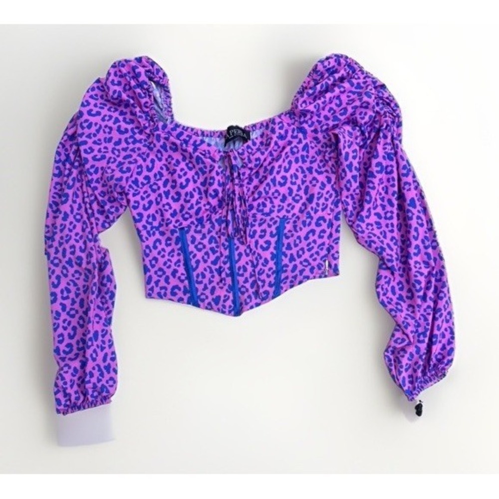 Women's La Perla Purple Leopard Print Corset-style Crop Top Size 38
